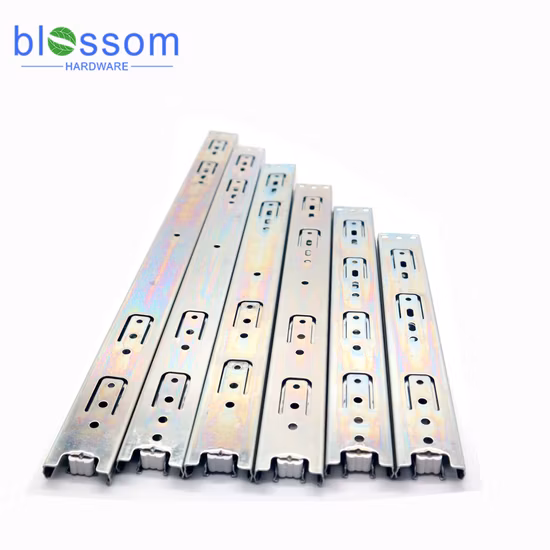 家具ハードウェア伸縮チャンネル 45 ミリメートル 3 倍フルエクステンションサイドマウントボールベアリング引き出しスライド